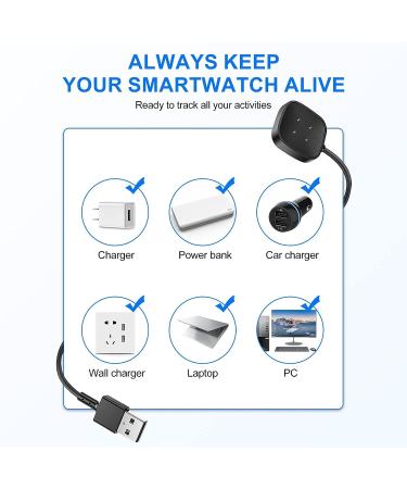 Fitbit 3 Charger  Fitbit Charging Cable  Charger for Fitbit Sense  2pc 3.3ft Fitbit Chargers Replacement Compatible Fitbit Sense/Sense 2 / Versa 3 / Versa 4 USB Charging Cable Cord Stand Dock  Black - Buy Online on GoSupps.com