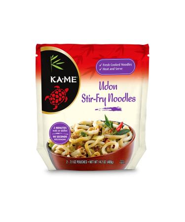 KA-ME Udon Stir-Fry Noodles 14.2 oz, Asian Ingredients and Flavors, No Preservatives or MSG, Instant & Microwaveable, Served Hot & Cold Dishes, Mild Fish Broth, Quick Soup or Stir-Fry and Many More