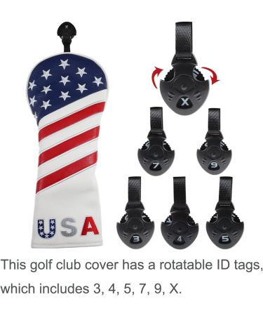 GLOOF USA Stars and Stripes Golf Head Covers for Fairway Woods, Driver, Hybrid - Leather Headcovers with Interchangeable ID Tags - Set of 3 (1, 3, 5) - Buy Online on GoSupps.com