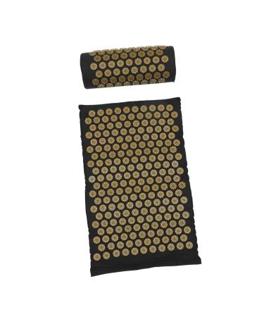 Beaupretty 2st acupuncture massage pillow slipproof yoga mat pillow against back pain shiatsu massage device acupressure pad for back mattress cotton factory practice mat washable 38x15x10cm black
