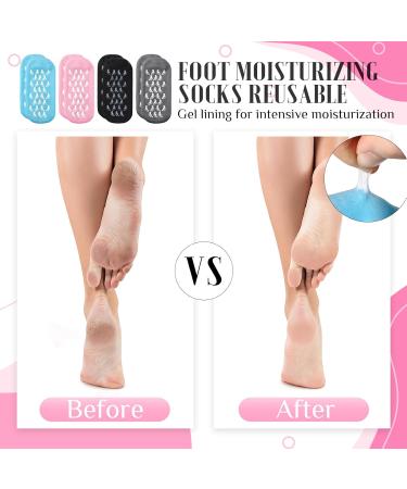 Buy Chuarry Gel Lined Socks for Dry Cracked Feet - Moisturizing Spa Socks for Women with Essential Oils & Vitamins - 4 Pairs Reusable Multicolor - Buy Online on GoSupps.com