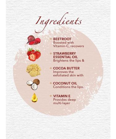 Essentials Ayurvedic Strawberry & Beetroot Lip Scrub | Organic Lightening & Exfoliating | SLS & Paraben Free 15gm - Buy Online on GoSupps.com