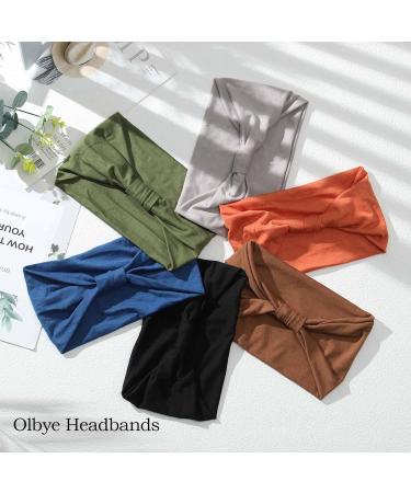 Olbye Wide Headbands: 6 Pack Women's Knotted Turban Headbands - Non Slip Sweatbands for Yoga, Running, and Fashion - Solid Color A - Buy Online on GoSupps.com