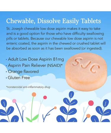 St. Joseph Aspirin Chewable Orange 81mg 36 Tabs - Pack of 3 - Buy Online on GoSupps.com