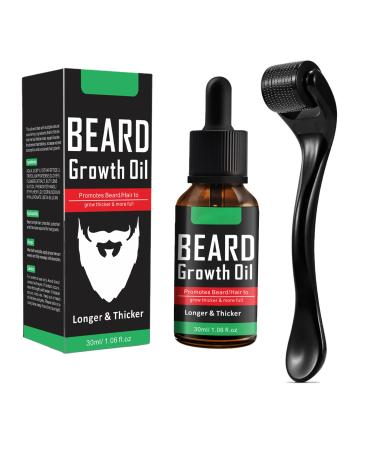 Beard Oil Kit, 0.5 mm Dermaroller for Beard Growth, Softening and Protective Beard Oil for Long and Shaggy Beards, Stimulates Beard - Moisturizing & Nourishing