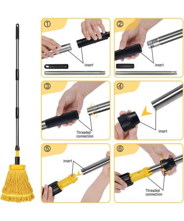 Gadhra Commercial Mop Set - Heavy Duty Looped-End String Industrial Mop with 2 Mop Heads for Floor Cleaning - Blue/Yellow - Buy Online on GoSupps.com
