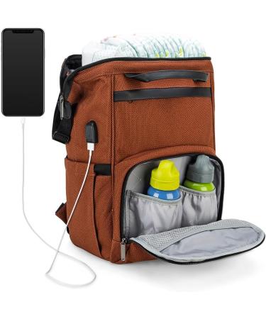 Osann Diaper Backpack - Large Capacity Storage with Mobile Phone Port | Caramel Color - Buy Online on GoSupps.com