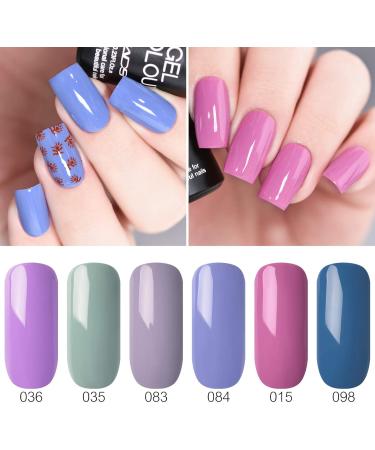 KADS Gel Nail Polish Set 20 Colors Soak Off UV LED Nail Gel Polish Glitter Blue Purple Nude Pink Orange White Black Spring Color Manicure Kit (Elegant) - Buy Online on GoSupps.com