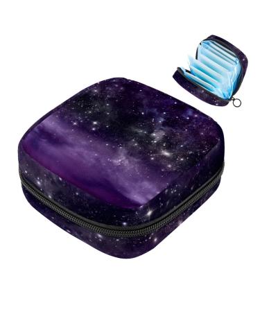 Storage bags for women's bandages glittering violet starry sky clouds portable menstrual pads panty liners tampons women's bandages storage holder for women school office multicolored 02