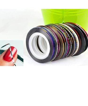 10 Color Mixed Nail Art Striping Tape Line Sticker Set - UV Gel Tips Decal DIY Nail Decorations - Buy Online on GoSupps.com