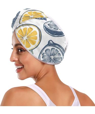 Retro Doodle Lime & Lemon Hair Towel 2 Pack | Super Absorbent Quick Dry Turbans for Women & Girls - Buy Online on GoSupps.com
