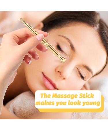 Healeved Brass Acupuncture Pen - Meridian Massage Pencil for Face Eyes & Body | Acupressure Stick for Spa & Beauty Care - Gold Yellow Gift - Buy Online on GoSupps.com
