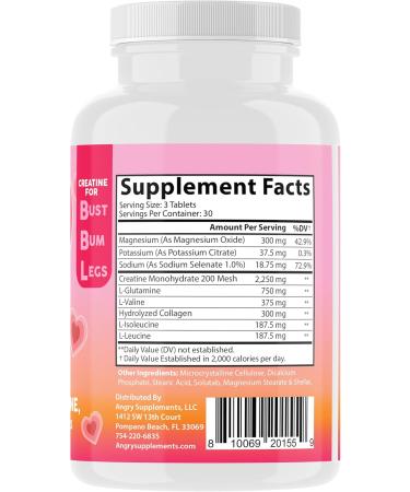 Angry Supplements Better Booty Women's Creatine BBL Combo: BBL Tablets (90ct) w. Creatine Glutamine BCAA's Collagen + BBL Burn Thermogenic Capsules (120ct) - Buy Online on GoSupps.com