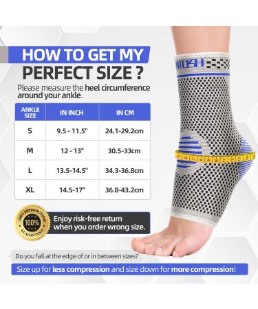 2 Pack Ankle Support for Sprained Ankle Plantar Fasciitis Relief Achilles Tendonitis Support Ankle brace Support for Men & Women Ankle Compression Socks Support for Ligament Damage Sports M Grey - Buy Online on GoSupps.com