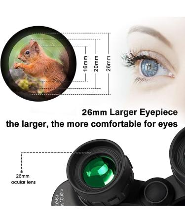 20x50 High Power Binoculars for Adults - Military Compact HD Professional Waterproof Telescope for Bird Watching, Hunting, Stargazing - with Carrying Case, Strap - Black - Buy Online on GoSupps.com