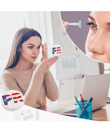 Puerto Rico Flag Round Case For Contact Lens Kit Storage Box with Mirror Printed - Buy Online on GoSupps.com