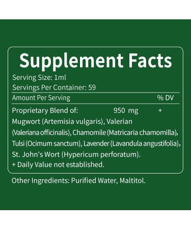 Mugwort Herb Liquid Drops for Sleep Support Mugwort Leaves(Artemisia vulgaris) All in 1 Formula for Relaxation Support Herbal Supplement with Valerian Chamomile Tulsi Lavender Extract.2oz Original 2 Ounce - Buy Online on GoSupps.com