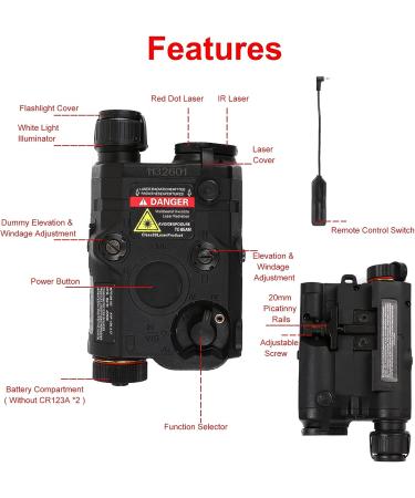 PEQ 15S PRO Box Airsoft Tactical Laser - IR Laser for AR-15, Red/Blue Laser, Attachments, White LED Flashlight - Buy Online on GoSupps.com