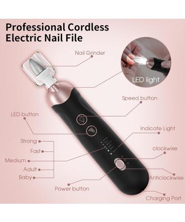Professional Manicure Pedicure Kit - Cordless Electric Nail File Set for Home & Salon | 5 Speeds Rechargeable Foot Care Tools for All | Ideal for Men Women Babies & Pets - Buy Online on GoSupps.com