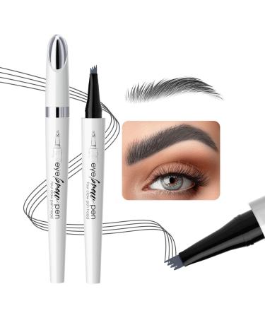 Eyebrow Pencil with 4 Fork Tip 3D Microblading Eyebrow Pencil Eyebrow Pencil With 4 Tip Microblade For Natural Eyebrow Makeup Eyebrow Microblading Pen (Grey)