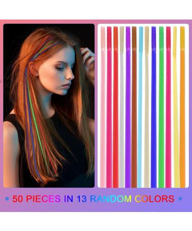HIFOT 50 Pieces Coloured Hair Extension Synthetic Hair pieces for women Hairpieces hair braiding kit crochet hook hair extensions Pliers with 100 Beads for Girls Women - Buy Online on GoSupps.com