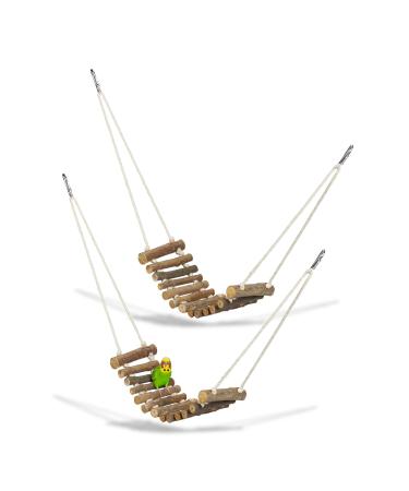 Relaxdays bird toy ladder set of 2 bird cage accessories for budgies canaries wood bird ladder natural