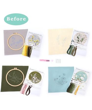 REEWISLY 4 pcs Embroidery Kit for Beginners - DIY Cross Stitch Kit with Patterns, Hoops, Scissors, Threads, and Needles - Gray - Buy Online on GoSupps.com
