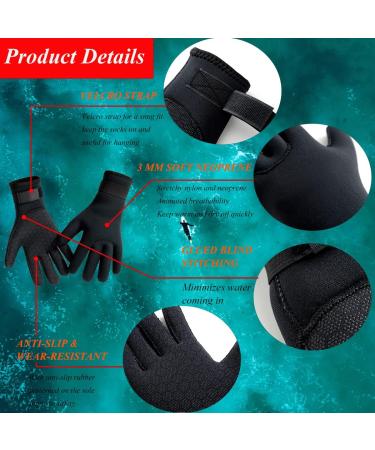 YDQUANI 3mm Neoprene Wetsuit Gloves | Thermal Anti-Slip Scuba Gloves for Diving, Snorkeling, Surfing | Men Women | Medium Black - Buy Online on GoSupps.com