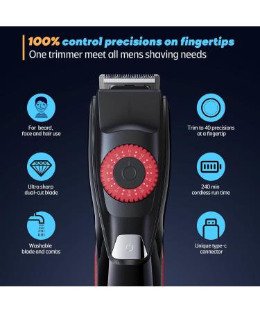 40 Precision Beard Trimmer for Men - All-in-One Electric Trimmer for Stubble Mustache Face & More - Foil Shaver with Zoom Wheel & Travel Lock - Buy Online on GoSupps.com