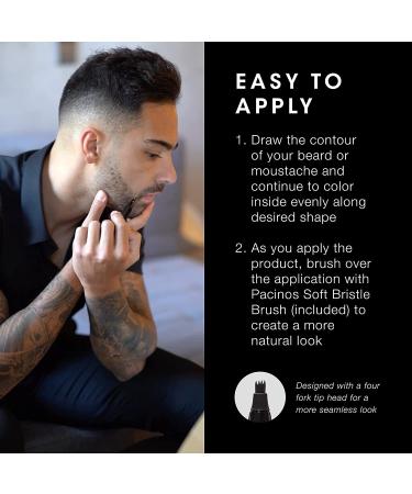 Pacinos Beard Pencil Filler - Waterproof Long Lasting Coverage for Beard, Moustache & Eyebrows - Micro-Fork Tip for Seamless Application (Black) - Buy Online on GoSupps.com