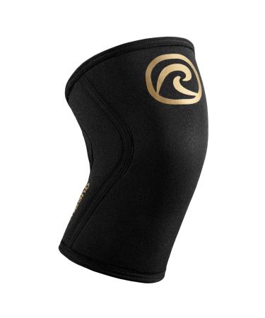 Rehband Kniebandage strength sport knee support for cross fit & heavy training knee sleep from 5 mm neoprene in many colors & sizes unisex XS gold/black - 1 piece