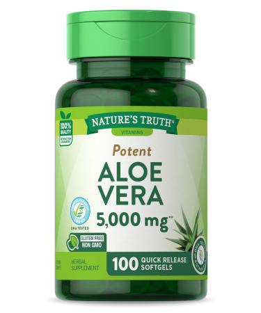 Aloe Vera Gel Capsules | 5000 mg 100 Softgels | Non-GMO Gluten Free Supplement | By Nature's Truth - Buy Online on GoSupps.com