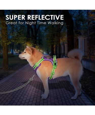 Buy Phoepet No Pull Dog Harness - Reflective Vest with Soft Training Handle for All Dog Sizes (Medium Violet & Green) - Buy Online on GoSupps.com