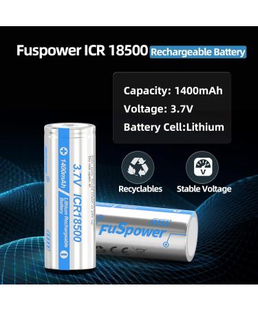 18500 Rechargeable li-ion Battery 3.7V 1400Mah Batteries for LED Torch Falshlight 18 * 50mm (2pcs) - Buy Online on GoSupps.com