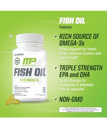 MusclePharm Essentials Fish Oil Elite Omega 3 Supplement Supports Joints Muscular Performance & Recovery Brain Heart & Immune Health 2000mg Omega 3 Fish Oil Per Serving 60 Softgels 30 Servings 60 Count (Pack of 1) - Buy Online on GoSupps.com