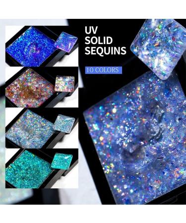 10 Color LED Gel Glitter Sequins Soak Off UV Solid Glitter Glue Solid Glitter Sequins Gel Nail Polish Elf Mermaid Gel(08) Style08 - Buy Online on GoSupps.com
