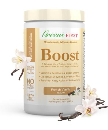 Greens First Boost - Plant-Based Protein Superfood Shake Mix | Vegan Dairy-Free French Vanilla - Balanced Nutrition 12.06 oz - Buy Online on GoSupps.com