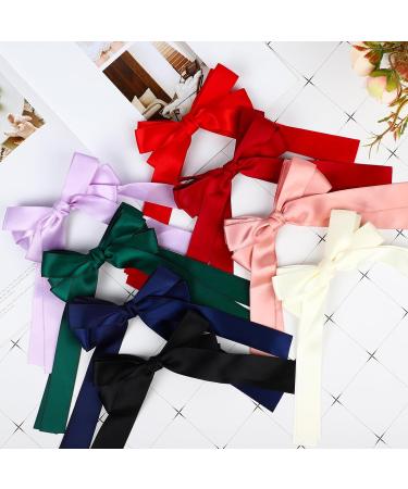 8pcs Bows Clips for Girls Colorful Tassel Ribbon Bow Hair Clip Bow Hair Barrettes Women Ponytail Hairstyle (8 colors) - Buy Online on GoSupps.com