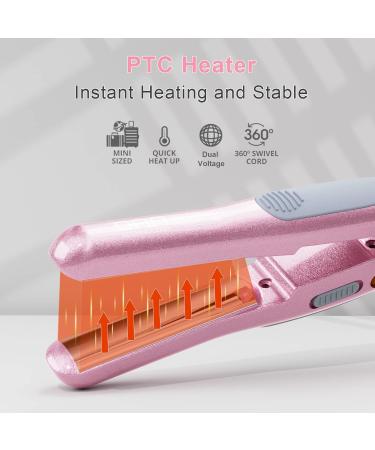 DAN Technology Hair Styling Set - Travel Hair Dryer Mini Flat Iron Curling Iron European Plug Dual Voltage - Portable & Stylish in Pink - Buy Online on GoSupps.com
