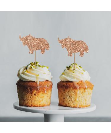 Rhinoceros Cupcake Toppers Rhino Birthday Cupcake Toppers Zoo Themed Dessert Picks Safari Birthday Party Decoration - Brown Glitter - Buy Online on GoSupps.com