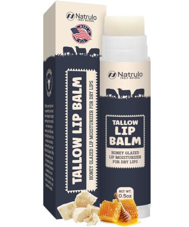 Beef Tallow Lip Balm All Natural Tallow & Beeswax Chapstick Hydrating Moisturizing Grass Fed Tallow Lip Care Soothes Chapped Dry Sensitive Lips Long Lasting & Vitamin Rich Made in USA