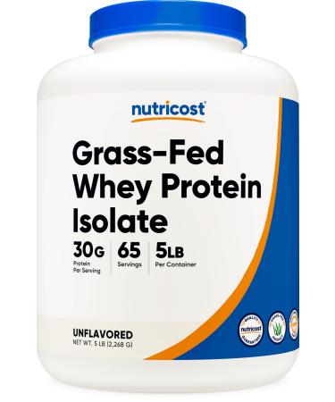 Nutricost Grass-Fed Whey Protein Isolate (Unflavored) 5LBS - rBGH Free Non-GMO & Gluten Free Unflavored 5 Pound (Pack of 1)