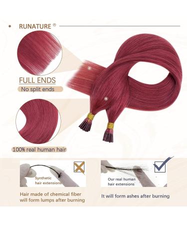 Runature Keratin Bonding Extensions - 40cm I-Tip Real Hair 20g Remy Fusion Extensions 25 Strands - Burgundy #Castle - Buy Online on GoSupps.com