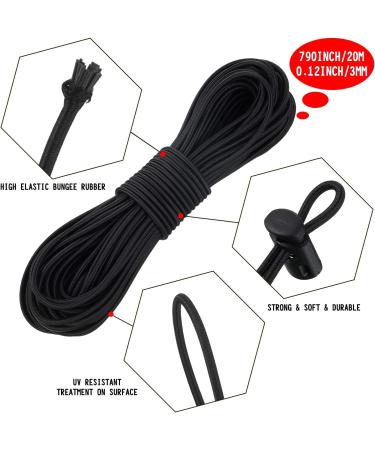 50 Pieces Cord Locks Spring Toggles Stoppers + 66 Ft Elastic Bungee Cord - Classic Style Black - Buy Online on GoSupps.com