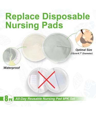 Haakaa All-Day Reusable Nursing Pad Set - 8 Washable Bamboo Breast Pads for Leakproof Breastfeeding Perfect for Pumping & Postpartum Care - Includes Laundry Bag - Buy Online on GoSupps.com
