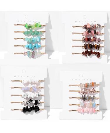 Crystal Hair Pins for Women 15Pcs Colorful Gemstone Jeweled Bobby Pin Vintage Irregular Crushed Stone Hair Pins for Girls (Color C)