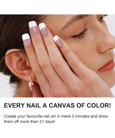 Semi Cured Gel Nail Strips 22 Stickers French Gel Nail Wraps White Tips French Nail Wraps Gel Nail Strips Easy Apply & Remove for Salon-Quality Manicure UV/LED Lamp Required French White - Buy Online on GoSupps.com
