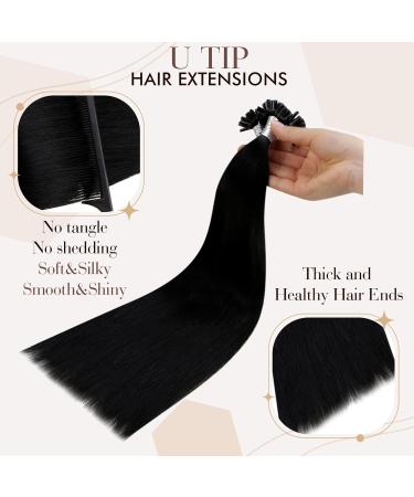 Hetto Real Hair Bonding Extensions - 20 Inch #1 Black Remy Hair - 50cm 50g Premium Quality - Buy Online on GoSupps.com