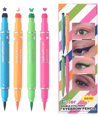 Eye Makeup Pen Dual Head Stamp 4 Colors Anti-Smudge | Eyeliner Pen | Long-Lasting Eyeliner for Eye Makeup Cosmetic Gift for Girlfriend Sister - Buy Online on GoSupps.com