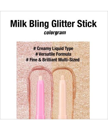 COLORGRAM Milk Bling Shadow - 01 Purity Bling | Long-Lasting Liquid Glitter Eyeshadow Stick for Daily Makeup - Buy Online on GoSupps.com